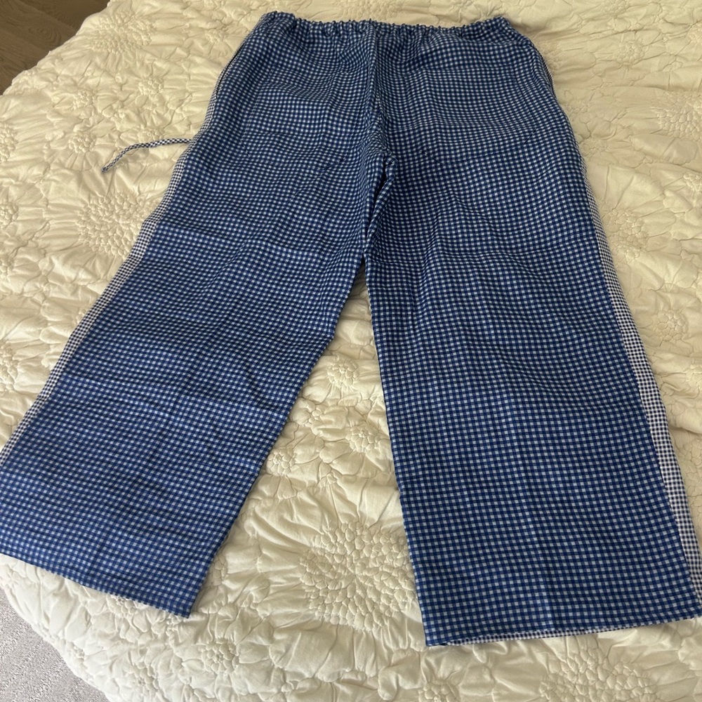 J.Crew white/blue gingham pants with pockets - Picture 5 of 5